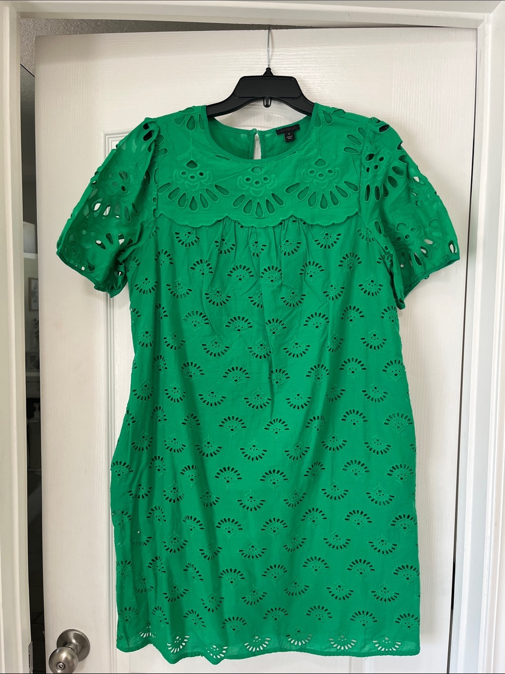 Ann Taylor Green Eyelet Shift Dress, 10